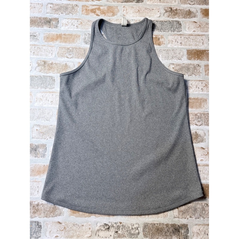 All In Motion Womens Gray Ribbed Racerback Tank Top High Neck Size Medium